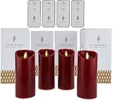 セットの4つのLuminara 6 " Flameless Candles with 4リモコンおよびギフトボックス レッド 20801