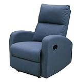 大川家具 関家具 手動リクライニングソファ 1人掛け (幅74cm/素材:ファブリック) ブルー 235174