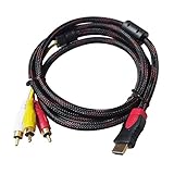 Caxico 1.5 M 5 フィート 19 ピン HDMI 入力 3 RCA 雄プラグ オーディオ ビデオ ケーブルに男性