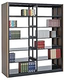 三進金属工業 複柱書架 TM型 木製パネル付 棚板d420 80kg/段 マイルドホワイト色W974×D470×H2247 6段 単式 基本型 FM