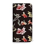 mitas HTC EVO 3D ISW12HT ケース 手帳型 ベルトなし 和柄 金魚 黒 (287)NB-0103-BK/ISW12HT