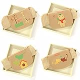 clearly ベビー・キッズ用汗取りパット オーガニックコットン 4枚セット (キリン・マフラークマ・トリ・２匹ネコ)