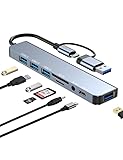 Zacoora 8-in-2 マルチポートUSB C ハブ Zacooraアダプタ 3.5mm ＋ Type-cポート＋USB3.0ポート*1 +USB2.0ポート*3+ SD&TFカードリーダー