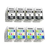 BC-365 BC-366 キヤノン用 詰め替えインク BC-365XL(顔料ブラック)×4+BC-366XL（染料3色カラー）×4 大容量 個包装 対応機種：PIXUS TS3530 / PIXUS TS3730 【YUBOYA】