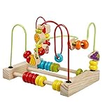 YIXIN Large Wooden Fruit Circle Bead & Wire Maze Roller Coaster Early Learning Toys for Kids by YIXI