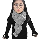 キッズ 子供用マフラー ネックウォーマー スヌード 巻き物 無地 フェイクファー 笑顔付き ふわふわ 暖かい 防寒 可愛い スキー小物 雪遊び お出かけ クリスマス 誕生日 男の子 女の子 秋冬 4色