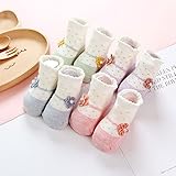 Sawors ベビー 赤ちゃん 乳幼児 ソックス 靴下 柔らかい 保温ソックス 滑り止め 花 マカロン色 キャラクター ルームシューズ ファーストシューズ4足セット 0-1歳