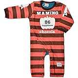 【本体綿100％】2016年 秋物 Maming chocola ボーダー りんごプリント 長袖ロンパス ロンパース カバーオール レッド◇70cm