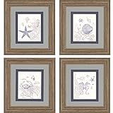 Paragon Decor Ebb And Flow Framed壁アート – 4のセット 1"D x 22"W x 24"H ホワイト 7433