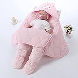 (ヘラサ)Herasa　赤ちゃん おくるみ　ベビー抱き布団　赤ちゃん寝袋　包み込む ぐっすり 寝具　秋冬 厚手　出産祝い 贈り物 (S, ピンク)