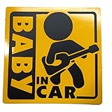 BABY IN CAR 赤ちゃん 乗車中 ( 16cm マグネット ステッカー ギタリスト )