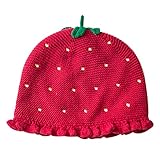 (よキーよ)Yokeeyo ニット帽 可愛い いちご柄 毛糸 苺プリント レース ラメ 刺繍 ニットキャップ ベビー用ハット 新生児 子供 赤ちゃん キッズ 帽子 女の子 秋冬 防寒 綿