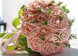Abbieホーム花嫁Bouquets – ウェディングフラワーブーケハンドメイドローズラインストーンパールブライダル人工シルクフラワーの異なるデザイン