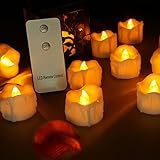 LEDキャンドルteallightsインドアwithリモート、ちらつきのセット24フレイムレスキャンドルハロウィンに感謝祭クリスマスハンギングデコレーションツリー( wax-drip ) イエロー C