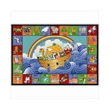 Joy Carpets Kid Essentials Inspirational Noah's Alphabet Animals Area Rug Multicolored 5'4 x 7'8 [並行