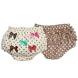 【２枚セットブルマ】茶＆オフ水玉＆リボン (90-95)