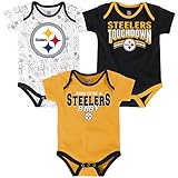Pittsburgh Steelers nfl「Playmaker "新生児3パックボディスーツクリーパーセット ブラック