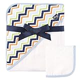 Hudson Baby Print Woven Hooded Towel and Washcloth, Chevron by Hudson Baby