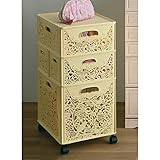 切り絵風スタッキングバスケット　　アイボリー