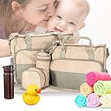 DIAMONDO 5 - in - 1多機能大容量Baby DiaperバッグNappy Changing Pad旅行マザーズバッグトートバッグハンドバッグセット ベージュ 9sm5lp3zu8sl9