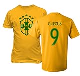 TCAMPブラジル2018 National Soccer # 9 Gabriel Jesus世界選手権のメンズTシャツ Youth X-Large ゴールド