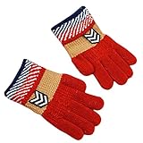 ハイキングフライ(Hikfly) 男の子のためのニットマジック手袋屋外スポーツサーマルグローブ温かいミトンXmasギフト（5-10歳） (Arrow, 赤)