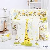 Pinji ミニベビーベッド ガード　ベッドバンパー 半周タイプ 出産お祝い かわいい ベッドガードパット 5点セット (キリン L)
