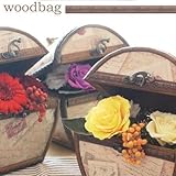 プリザーブドフラワーギフト「ウッドバッグ」-全5色-お洒落な英字クリアケース付 （ガーベラ）