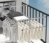 Riuuyyi ベランダ 物干し 屋外、室内用物干し台 伸縮可能なステンレス鋼乾燥台 (86-158cm)