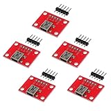 Dolity 5ピン　Mini-Bブレークアウトボード　5個入り　USB Micro-B メス　充電コンバータ　モジュール