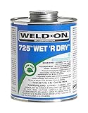 Weld-On 10167 Aqua Blue 725 Medium-Bodied Wet 'R Dry PVC Professional Industrial-Grade Cement, Extre