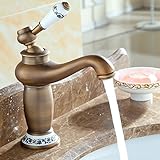 LI Copper faucet hot retro European antique bathroom faucet lavatory basin faucet gold ceramicLI銅の蛇口