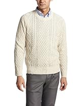 Linen Cotton Nylon Tapeyarn Aran Crewneck Sweater 13080312002310: Natural