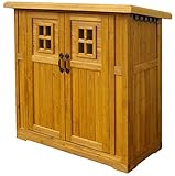 ちょっと大きめの木製物置小屋 カントリー調収納庫 ブラウン 高さ130cm×幅120cm DNS-N0710SBR