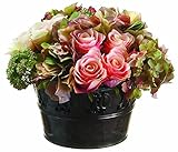 Silk D?cor Hydrangea/Rose/Sedum Floral Arrangements 8-Inch Pack of 2 [並行輸入品]