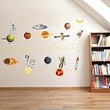 Let 's DIY漫画Outer Space World Planet DIY取り外し可能な壁ステッカー保育園キッズ寝室ホームデコレーション壁画デカール