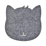 Jinmoioy マウスパッド 可愛い 猫型 フェルト テーブルマウスパッド スクラッチ防止 防塵 デスクパッド 猫グッズ 断熱性 滑り止め ミニ マウスパッド 小型 オフィス用 男女兼用 (ダークグレー)