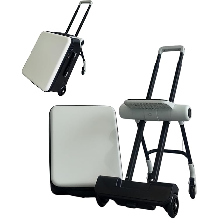 Dudode 子供が乗れるキャリーケース　白×黒 Amazon | [Dudode] 子供用スーツケース乗れる キッズキャリーケース