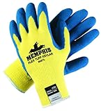 Memphis Glove 9687M FlexTuff Kevlar Latex Palm Men's Gloves with Straight Thumb, Blue/Yellow, Medium