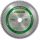 Oshlun SBFT-260080 260mm 80 Tooth FesPro Crosscut ATB Saw Blade with 30mm Arbor for Festool Kapex KS