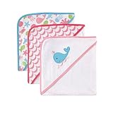 Luvable Friends Hooded Towels, Pink Whale, 3 Count by Luvable Friends