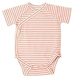 オーガニックコットン yuga☆ボーダー半袖前あきボディ ピンク 60cm オーガニックコットン100% ベビー 服 男の子 女の子 兼用 出産祝い ロンパース プレゼント 綿100%
