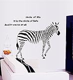 BIBITIME Zebra Wall Decal Circle of life It is the circle of liafe And it waves at all Quotes Sticke