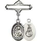 スターリングシルバー赤ちゃんバッジwith our Lady of Mount Carmelチャームand Polishedバッジピン1 x 5 / 8インチ
