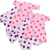 プチシュクレ(petitsucre) ワンタッチ新生児 コンビ肌着2枚組×2セットバンドル (ピンクドット/パープルドット)
