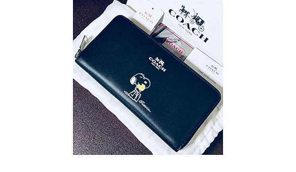 Amazon Co Jp コーチ 長財布 新品正規品 希少レア 黒ブラック 財布 スヌーピー Coach 人気ラウンドファスナー コーチ本物 Ykk製ファスナー 男女兼用 シューズ バッグ