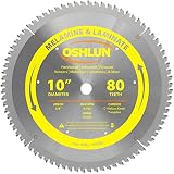 Oshlun SBL-100080 10-Inch 80 Tooth HI-ATB Saw Blade with 5/8-Inch Arbor for Melamine and Laminates [