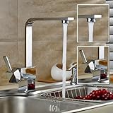 Rovate 360度回転ホット＆コールドミキサーシングルハンドル単穴クロムキッチン濡れバーBasinシンク蛇口タップ