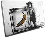 太字ブロックデザイン – Andy Warhol Banana MonkeyグラフィティSingleキャンバスアートプリントボックスフレーム壁吊り下げ – Hand Made In The UK – 