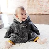 【アウトレット20％OFF】ベビー ポンチョ　もこもこファーの フード付き　2重仕立てのあったかい ベビー用 コート 防寒ポンチョ 3ヶ月～2才向け　DORACO 日本製 (オルテガグレー)